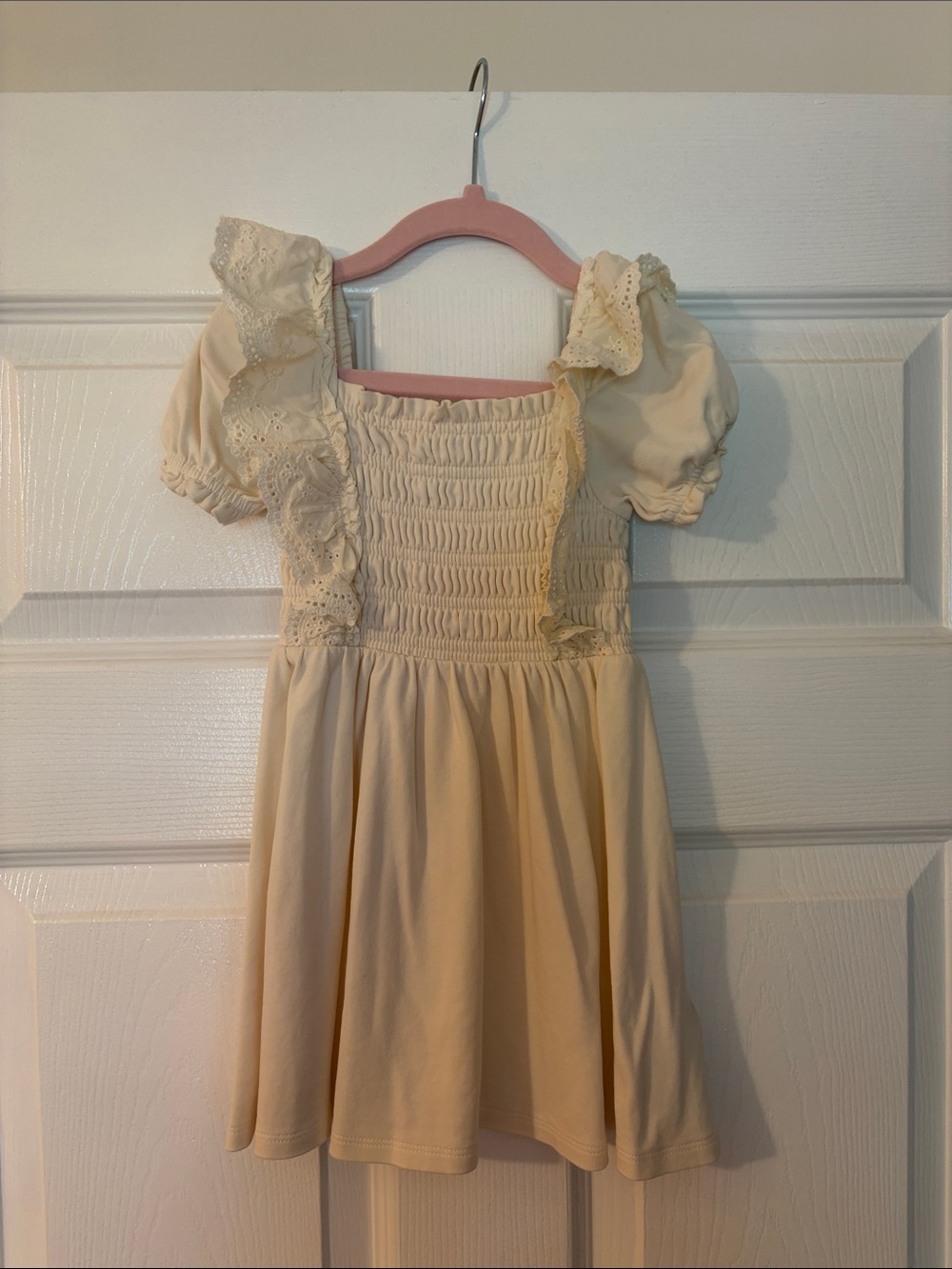 Sofia Grange Collab Cream Smocked Puff Sleeve Kids Dress